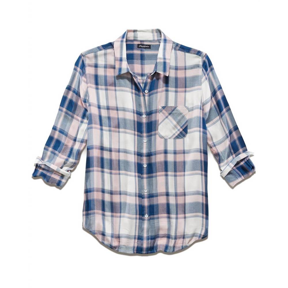 NEW FLAGS & ANTHEM marlow shirt in navy/pink multi - Picture 3 of 3